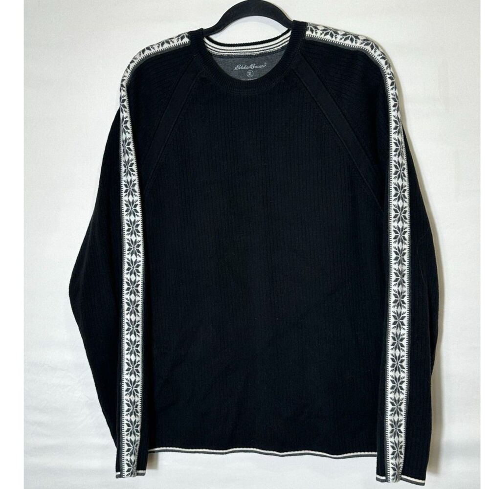 Eddie Bauer Vintage Men's Ribbed Knit Alpine Design 100% Cotton Sweater Size XL
